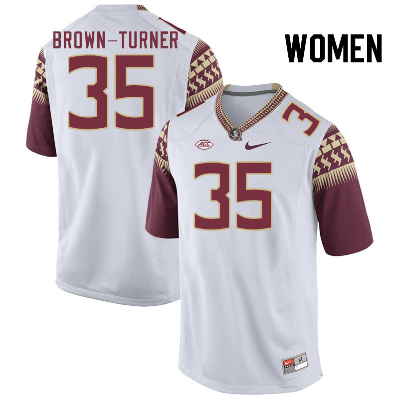 Women #35 Dylan Brown-Turner Florida State Seminoles College Football Jerseys Stitched Sale-White